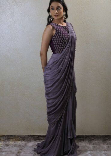Purple & lavender drape saree