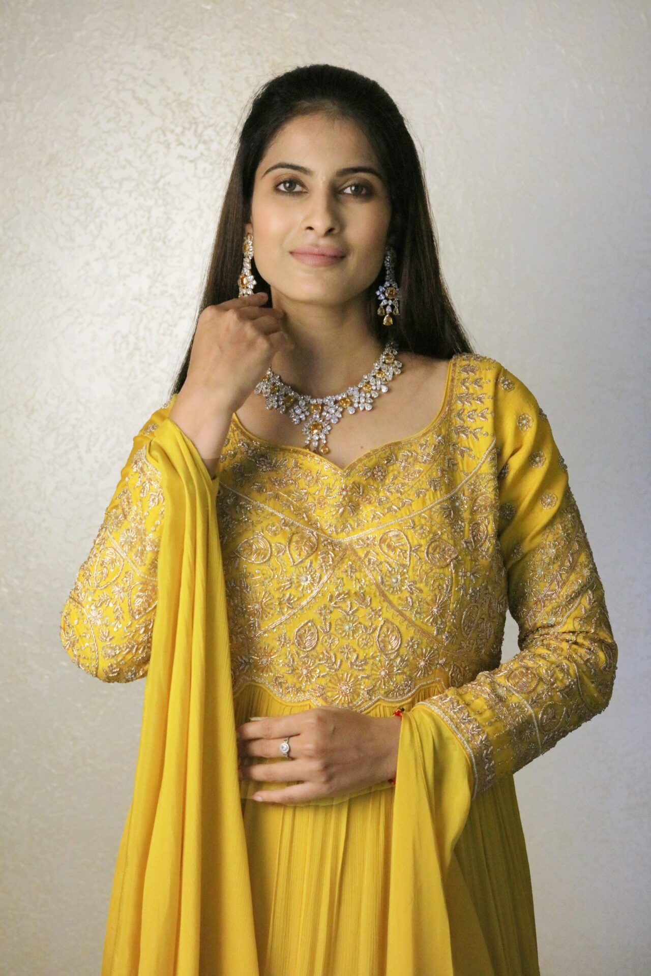yellow gown with layered gown