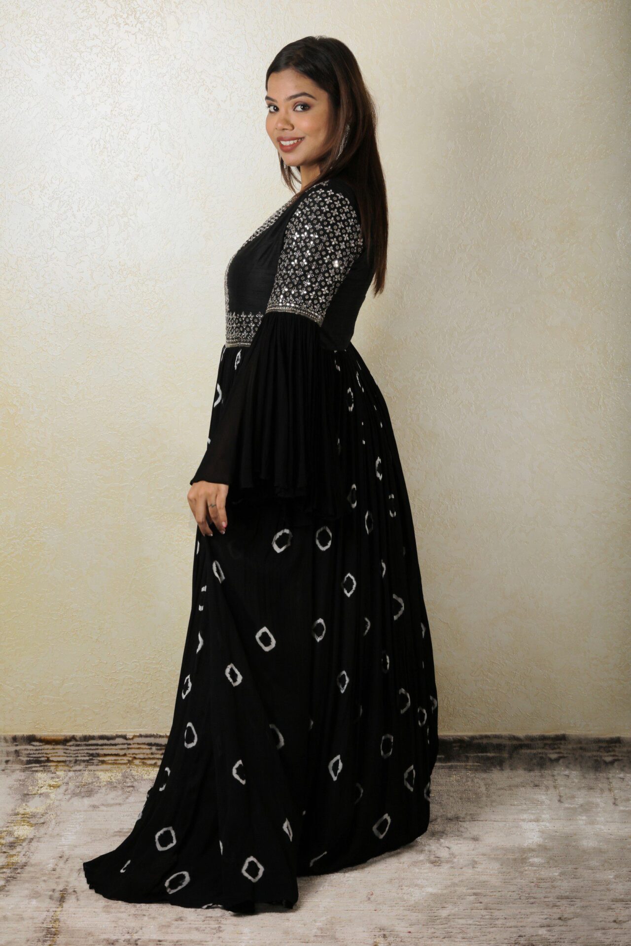 Black bandhani gown