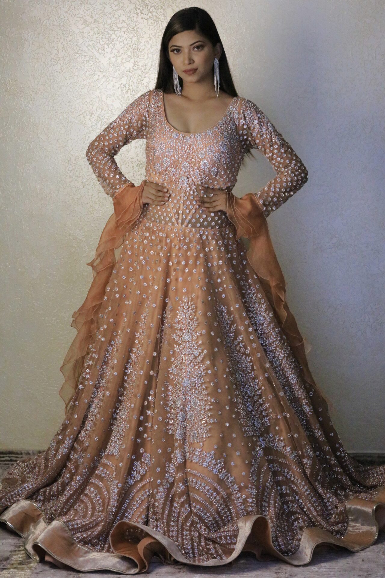 Peach orange gown