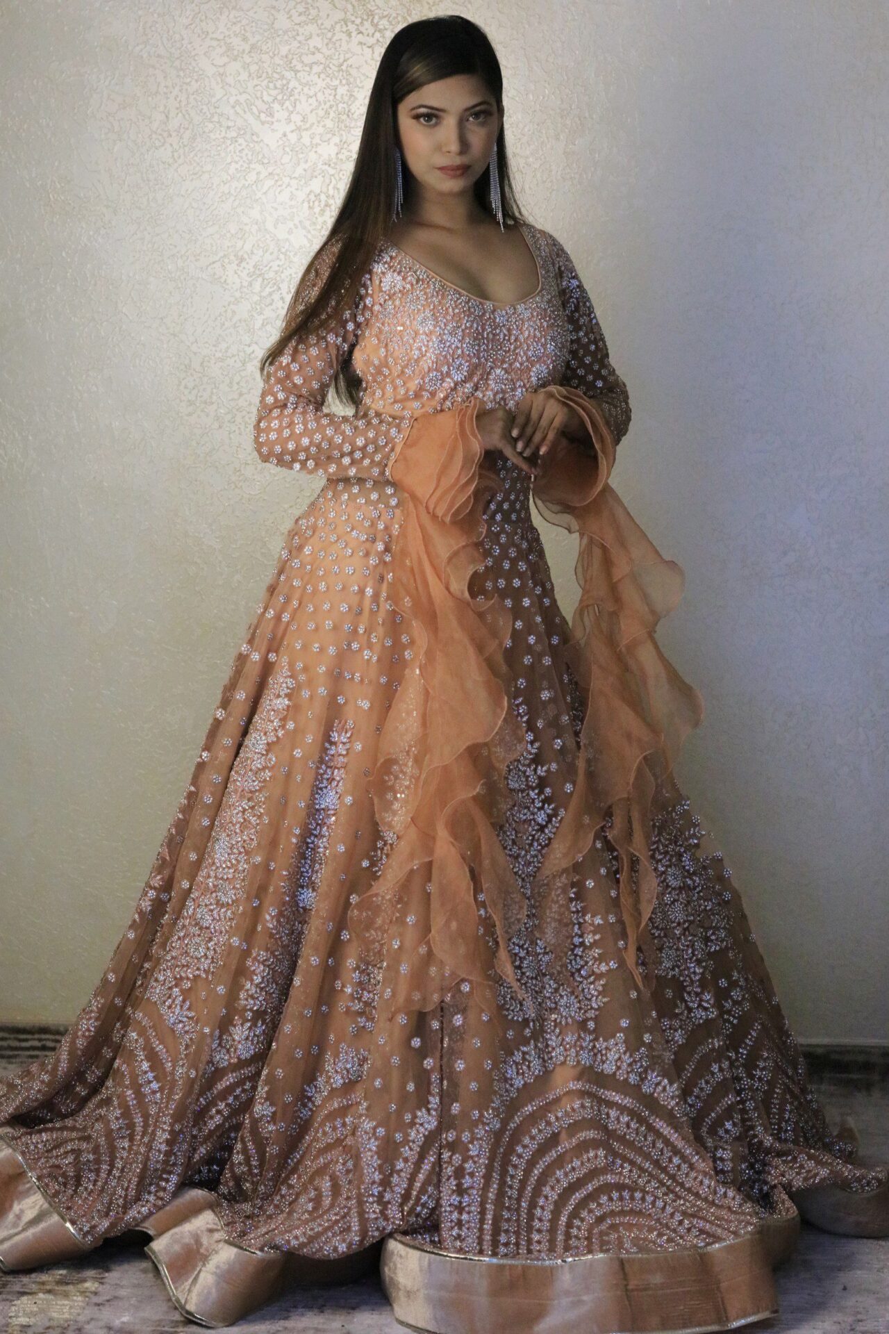 Peach orange gown