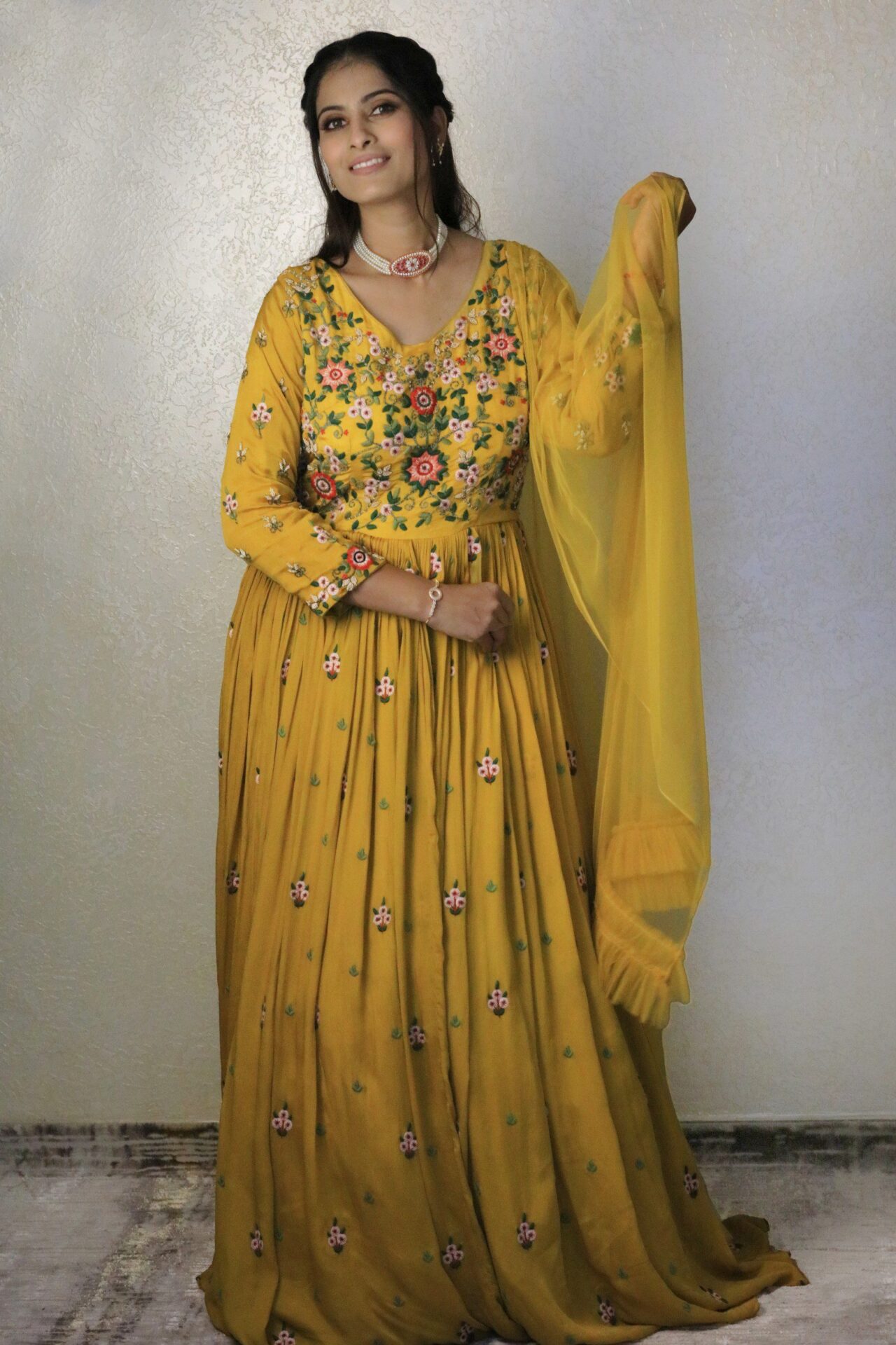 yellow gown