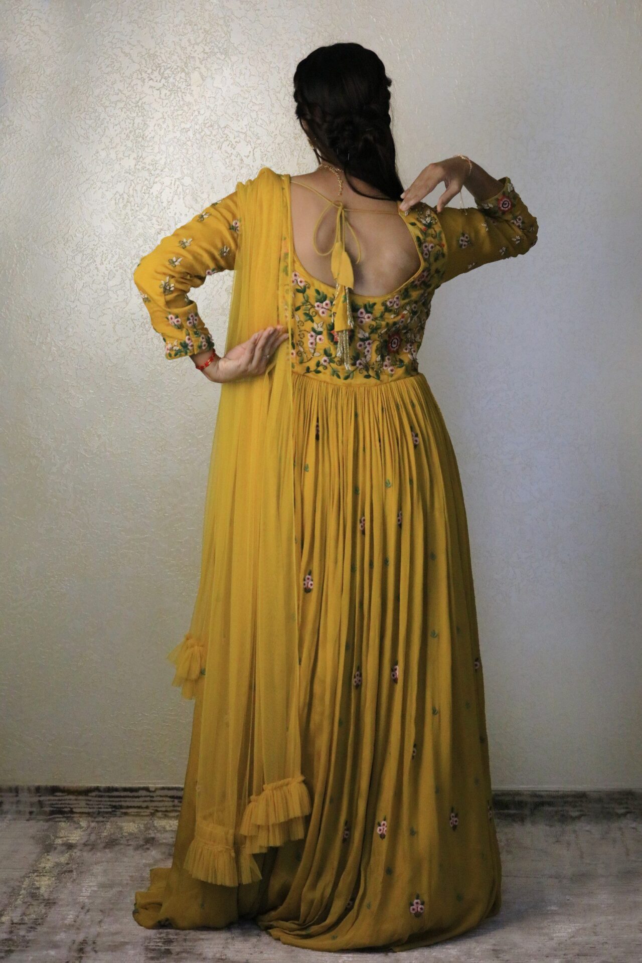 Yellow gown with dupatta