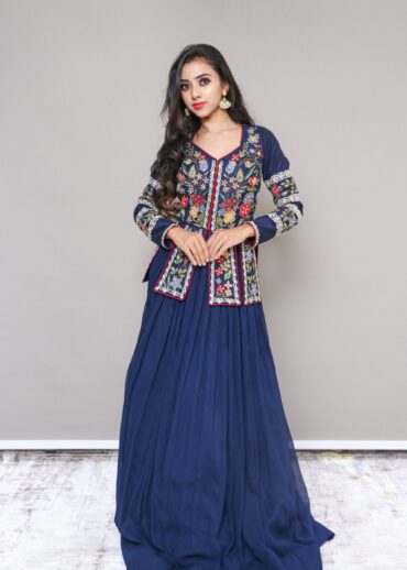 Navy blue skirt set