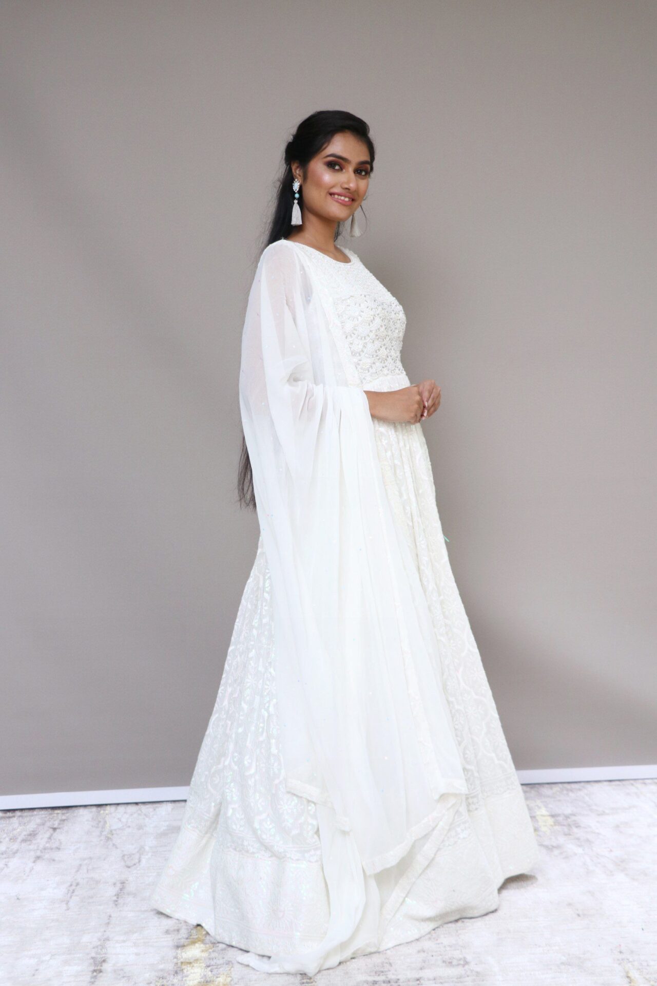White gown with dupatta