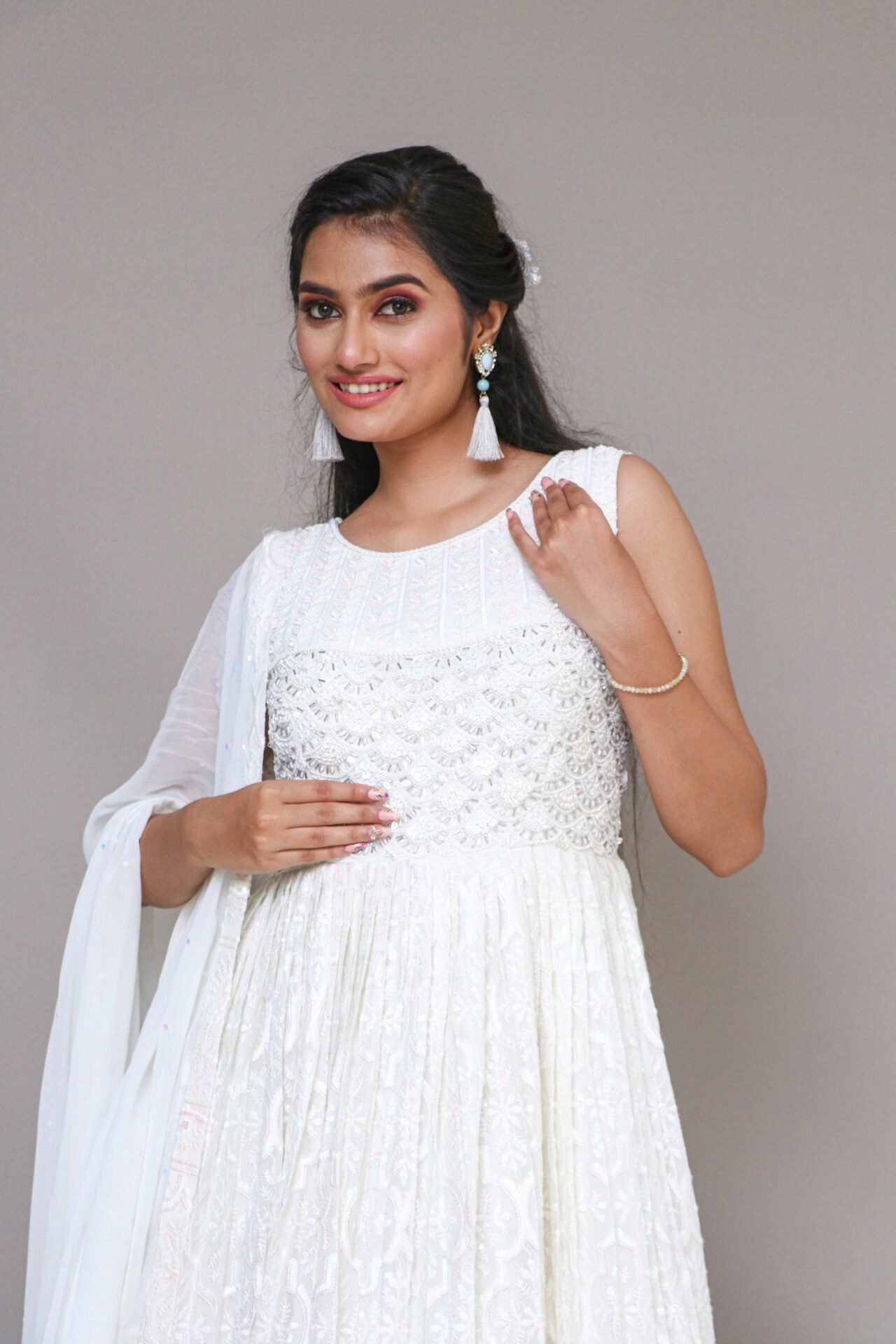 White gown with dupatta