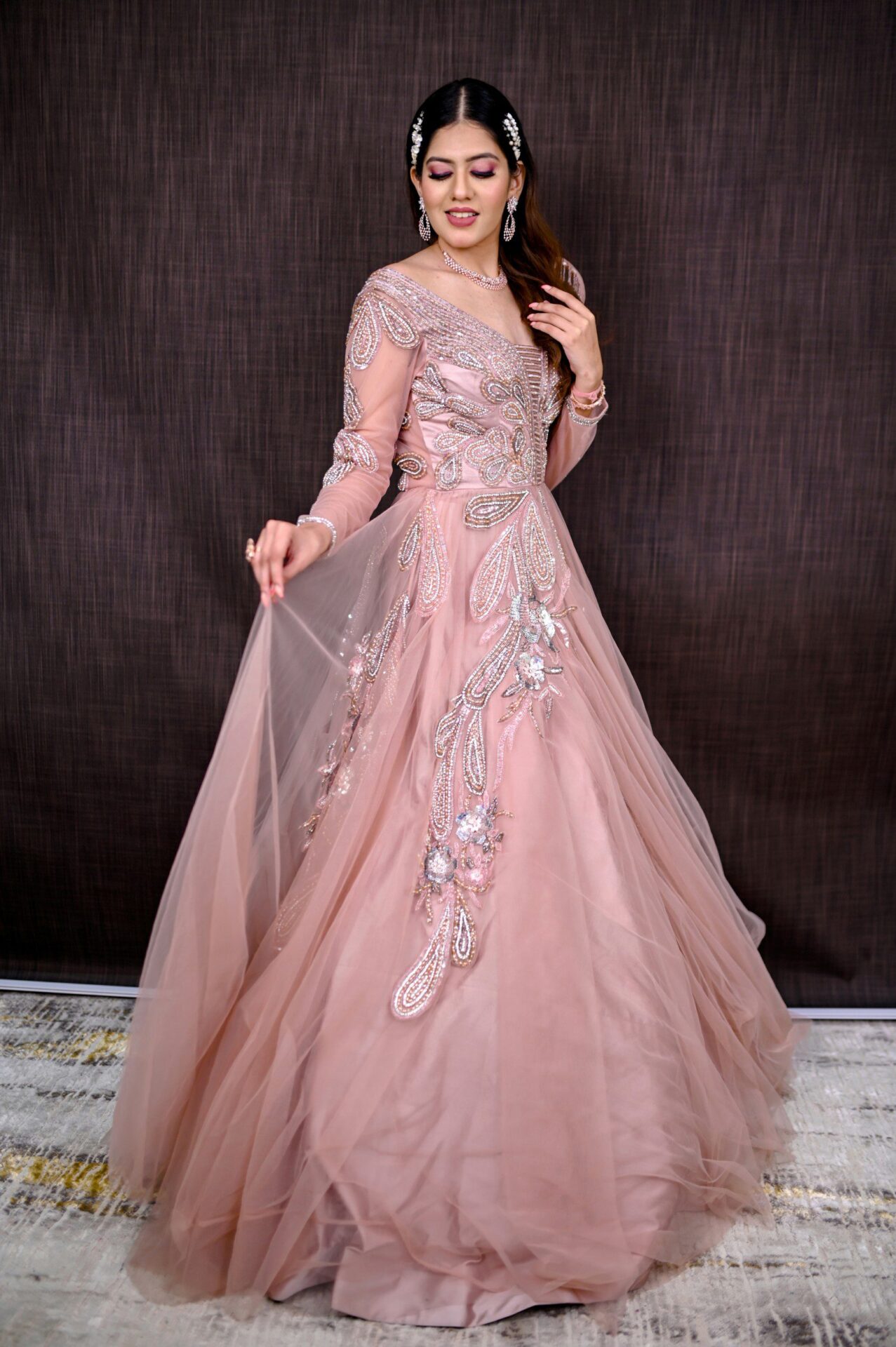 Light pink bridal gown