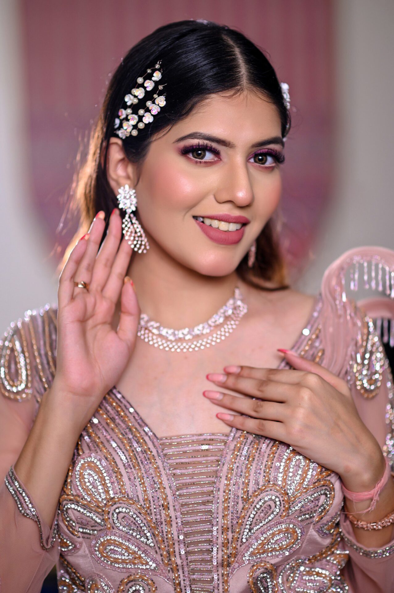 Light pink bridal gown