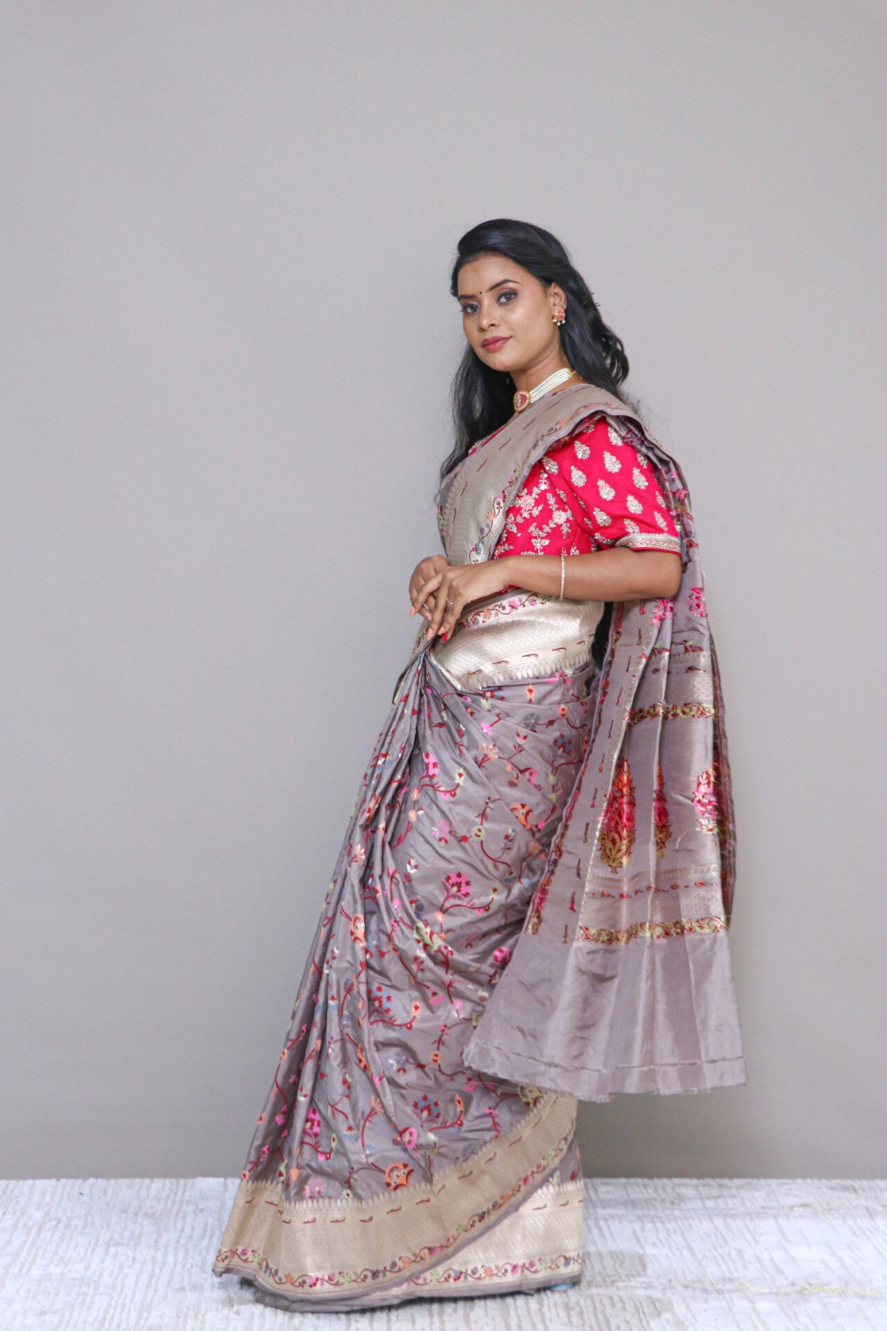 Dusky pink saree
