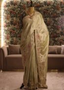 Light mint green tissue designer saree