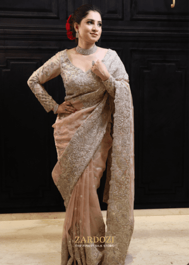 Pastel Pink Designer Saree