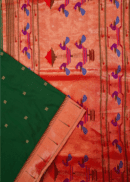 Bottle Green Color Munia Paithani