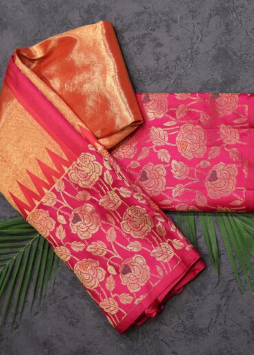 Orange Gold Tissue Kanjiaram Saree