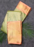 Parrot Green Color Tissue Kanjivaram Saree