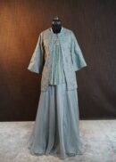 Mint green colour 4 piece inner jacket and palazzo pattern