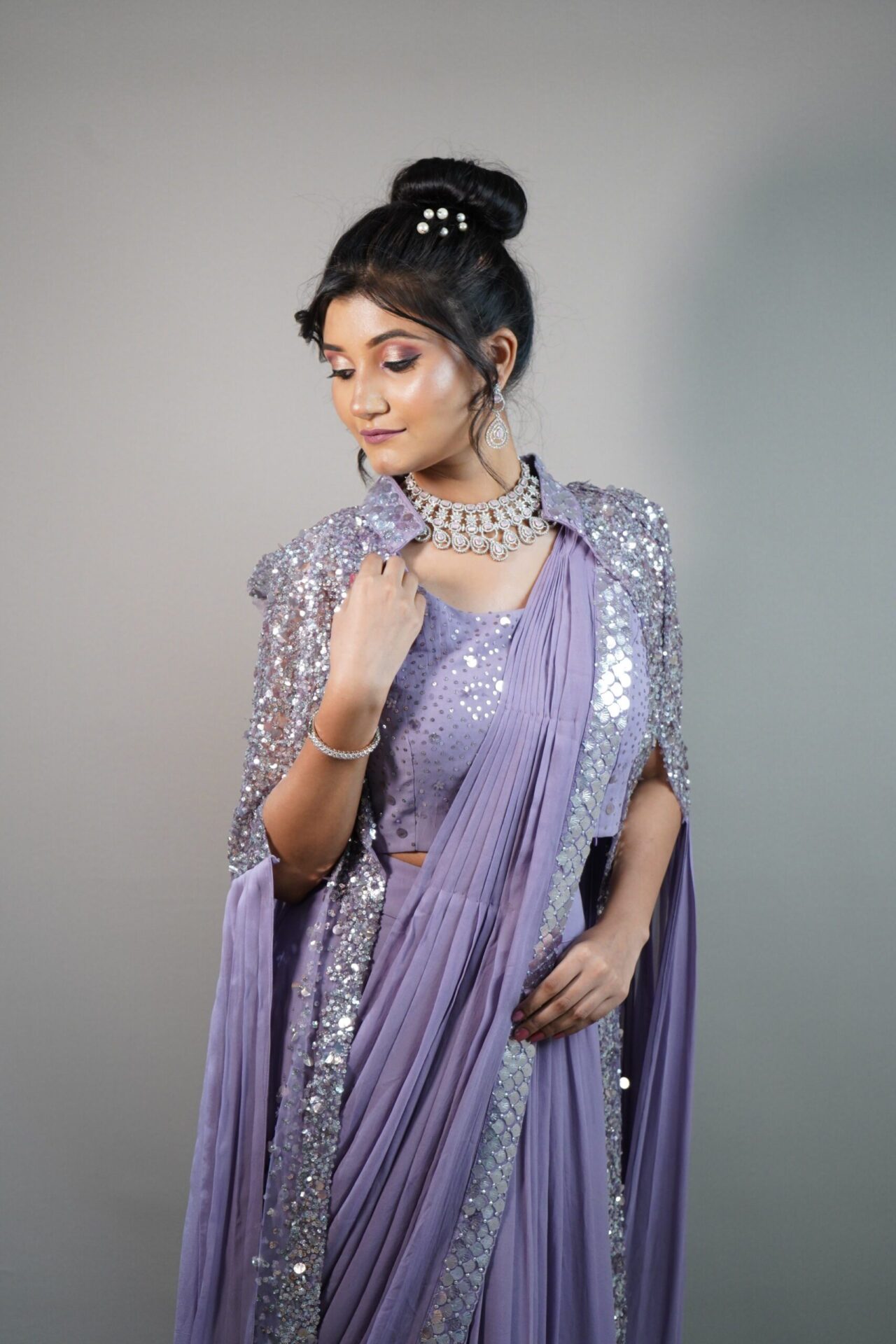 LILAC CAPE DRAPE SAREE
