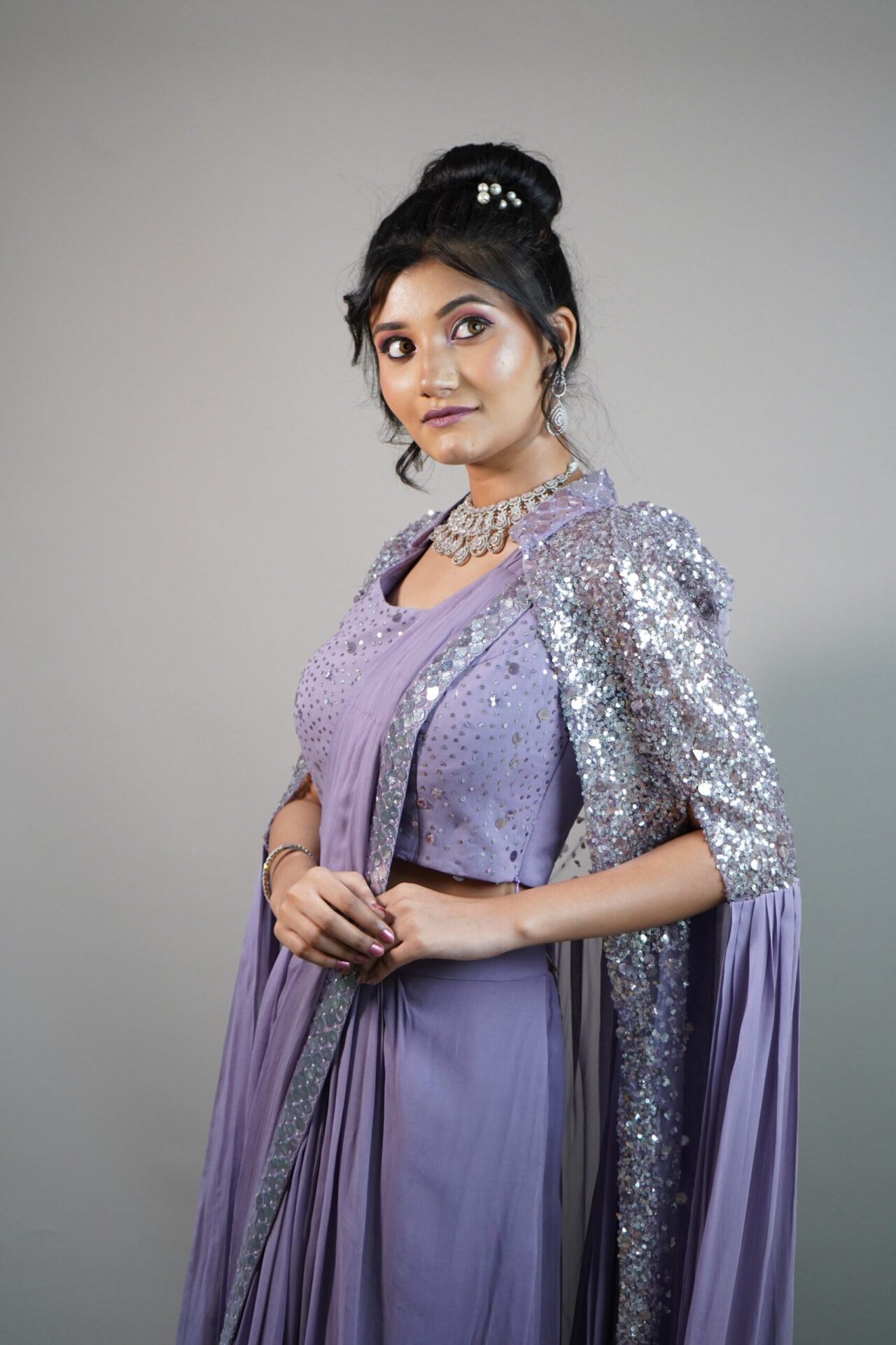 LILAC CAPE DRAPE SAREE