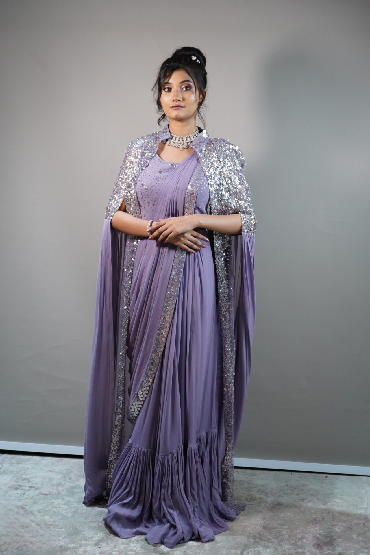 LILAC CAPE DRAPE SAREE