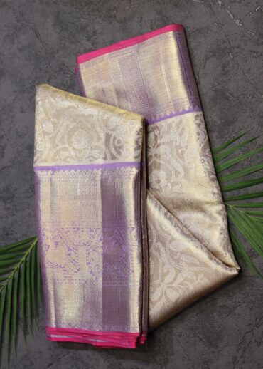 Golden Ivory Tissue Kanjivaram Saree