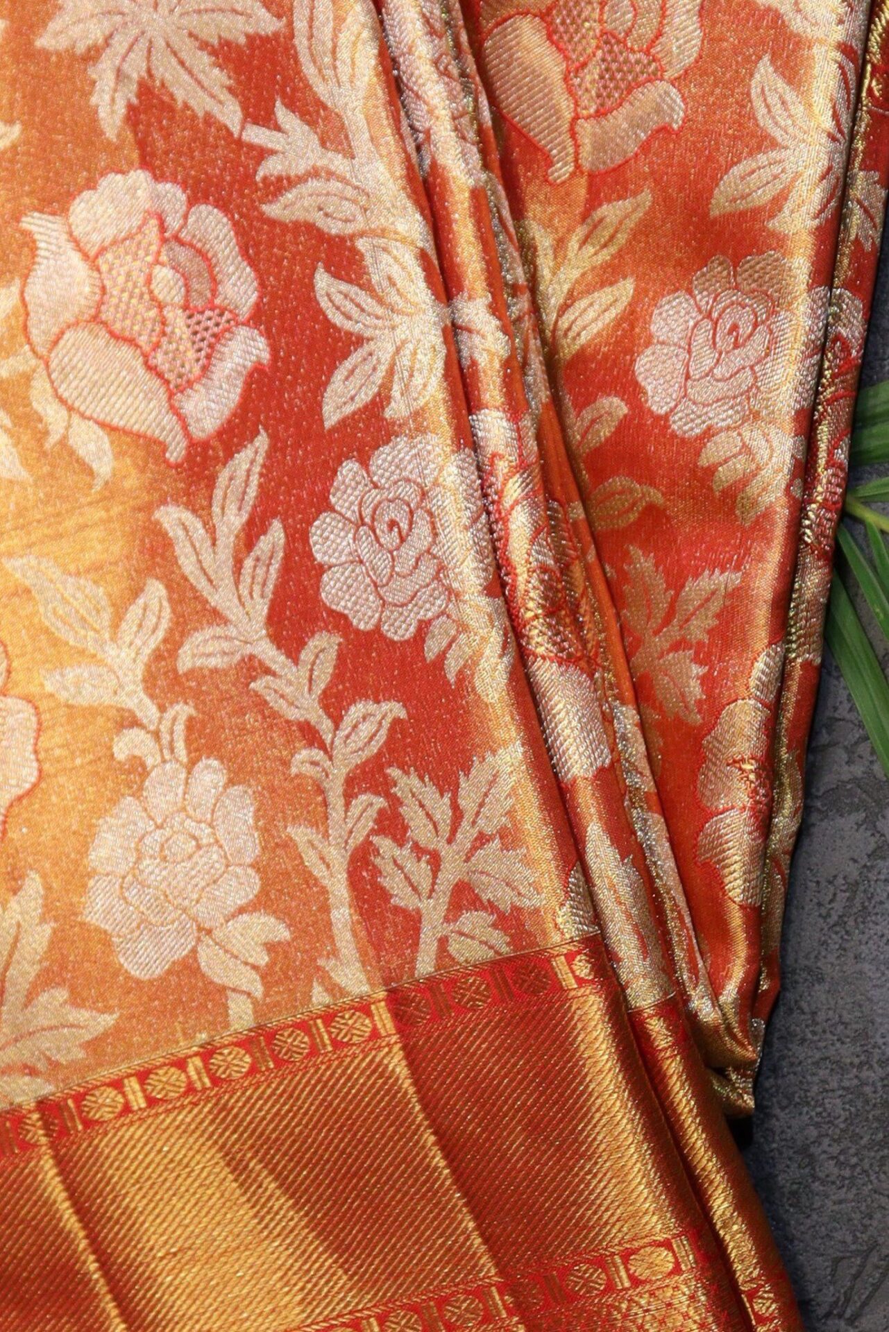 Reddish Gold Tissue Kanjivaram Saree