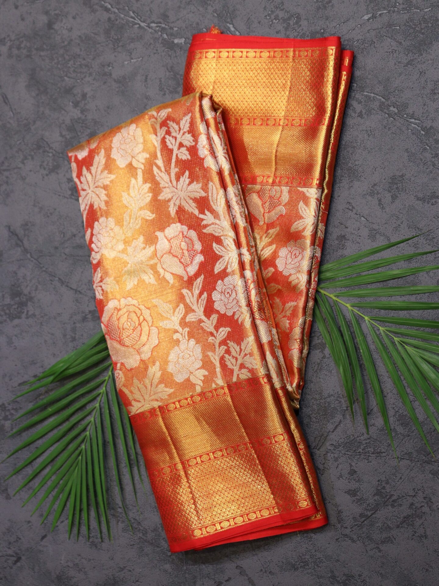 Reddish Gold Tissue Kanjivaram Saree