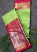 Parrot Green Color Tissue Kanjivaram Saree
