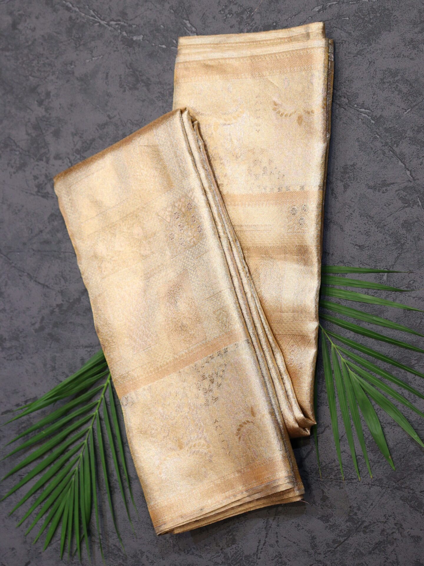 Copper Gold Color Tissue Kanjivaram Saree