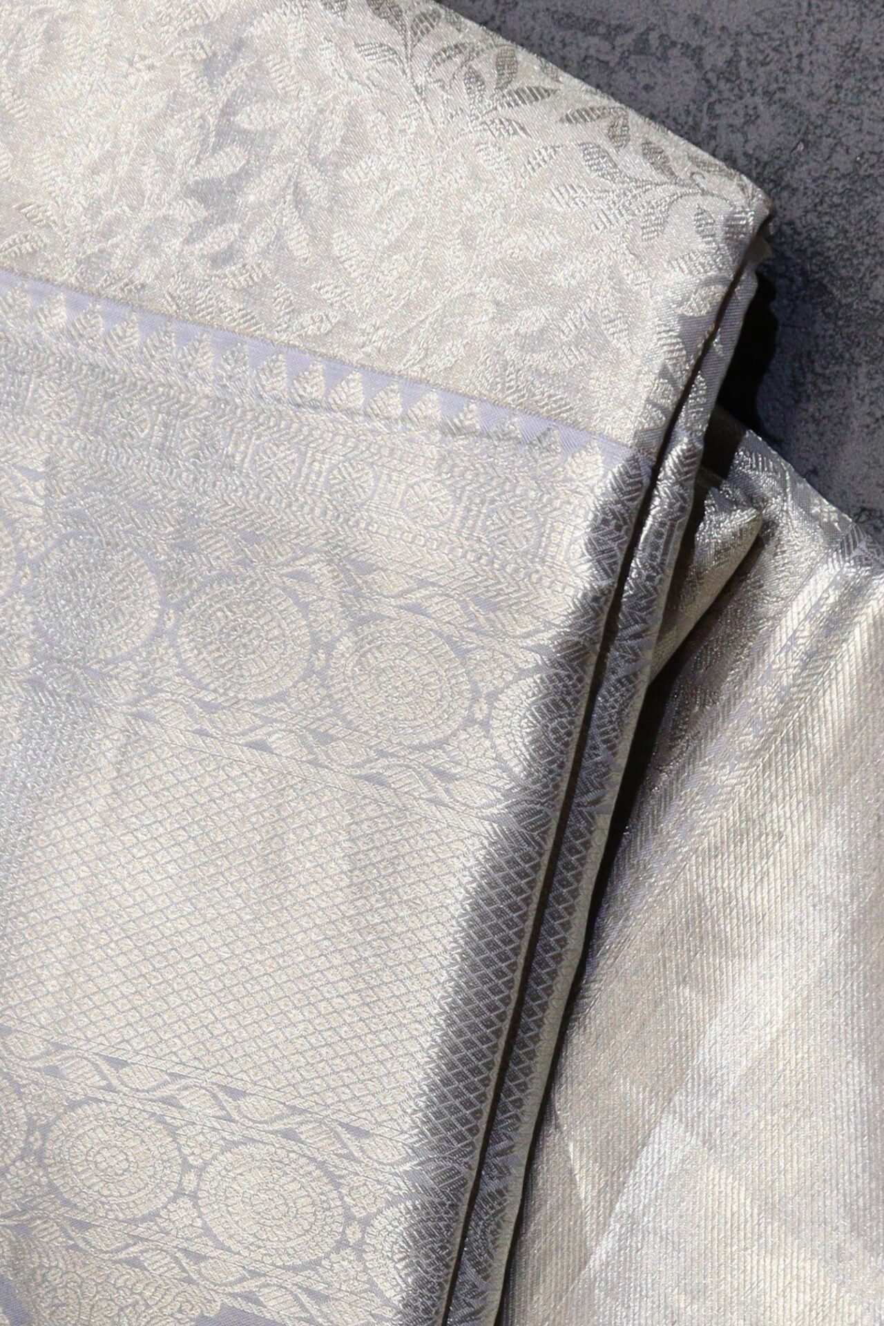 Pastel Grey Tissue Kanjivaram Saree