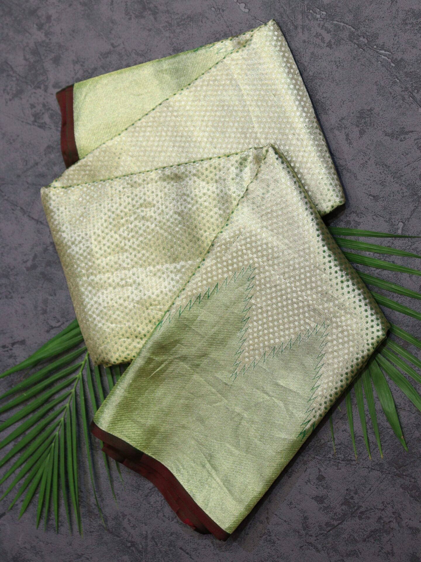 Powder Green Color Tissue Kanjivaram Saree