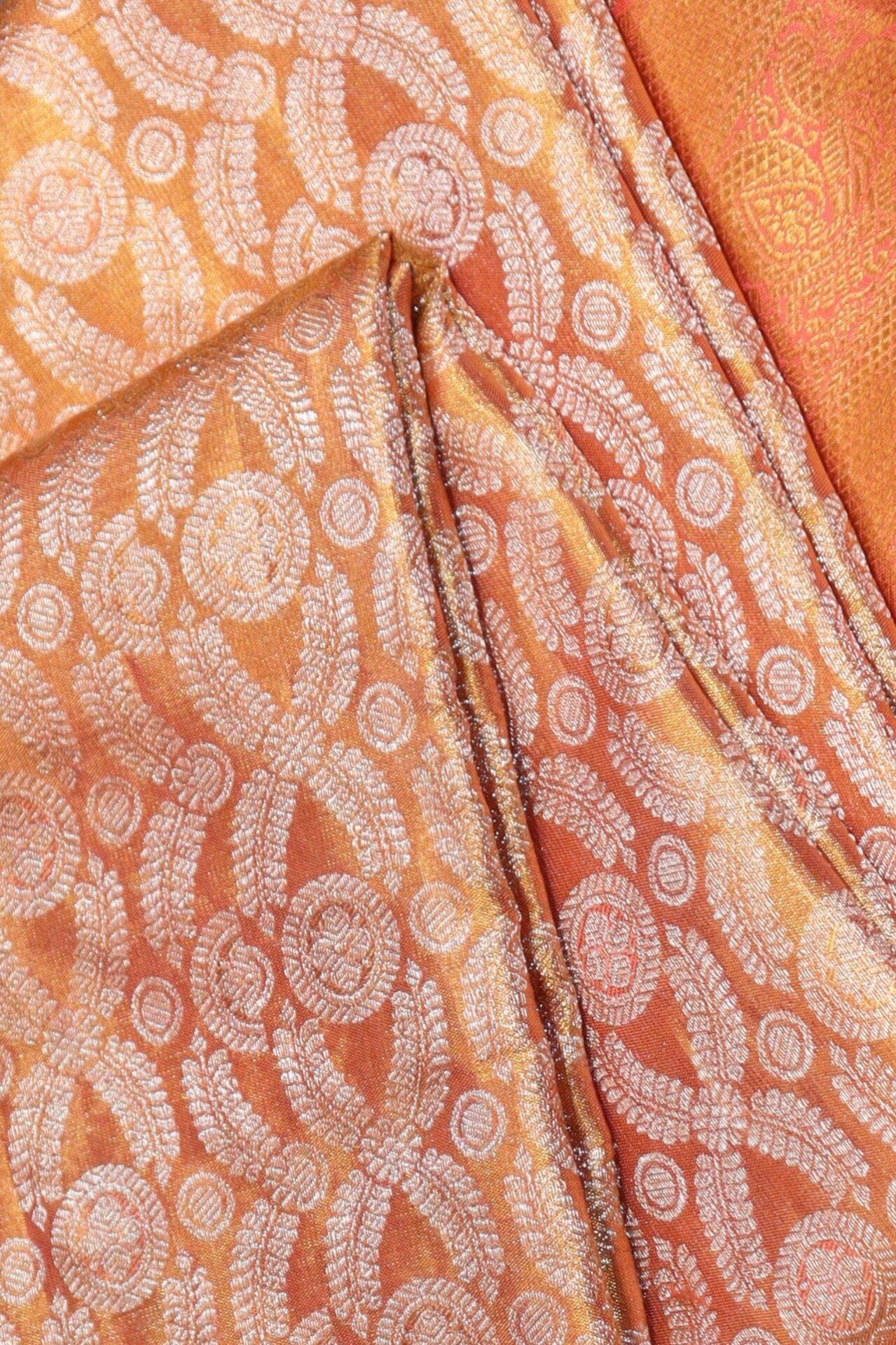 Golden Peach Tissue Kanjivaram Saree