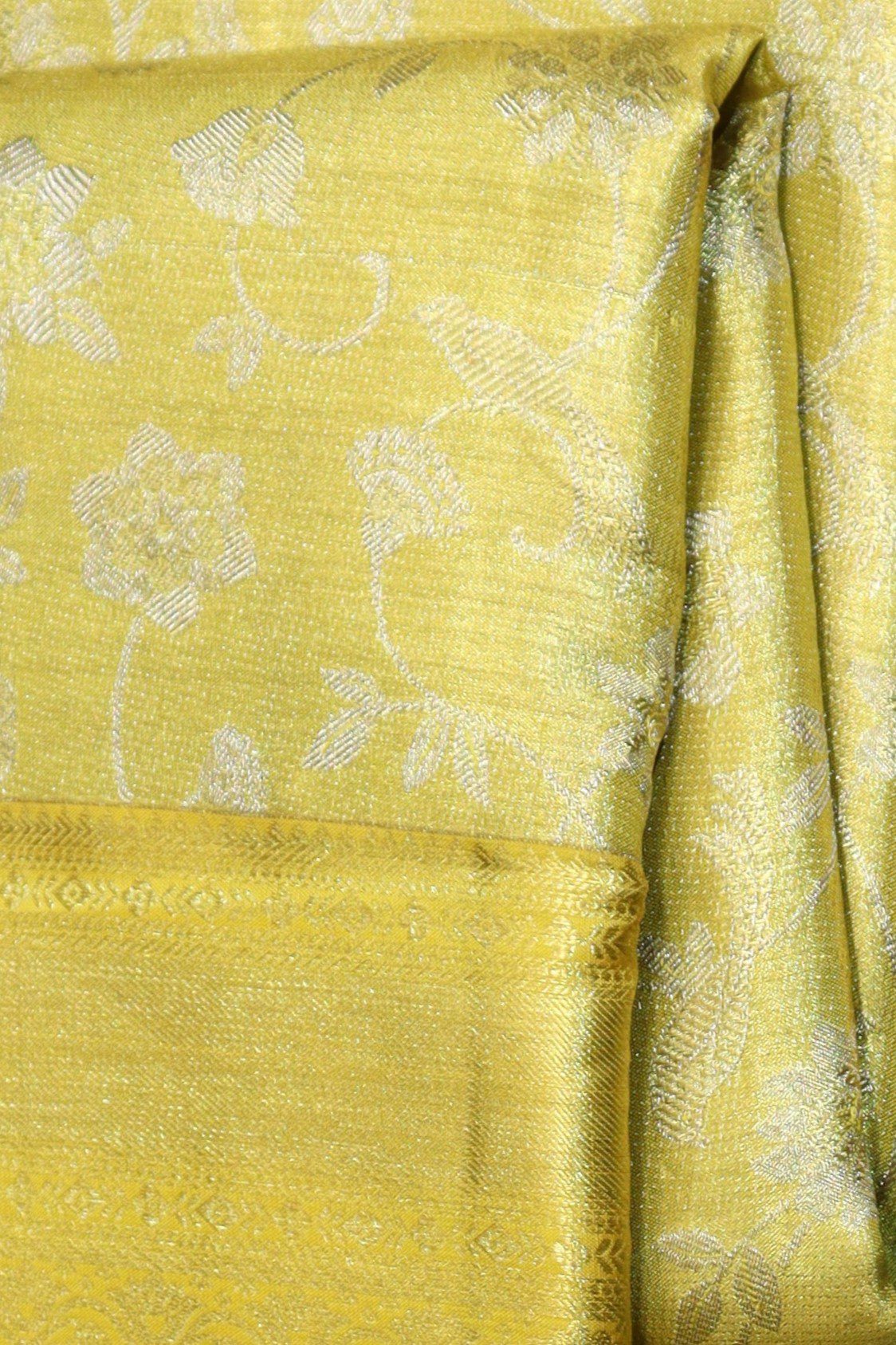 Lemon Yellow Color Tissue Kanjivaram Saree
