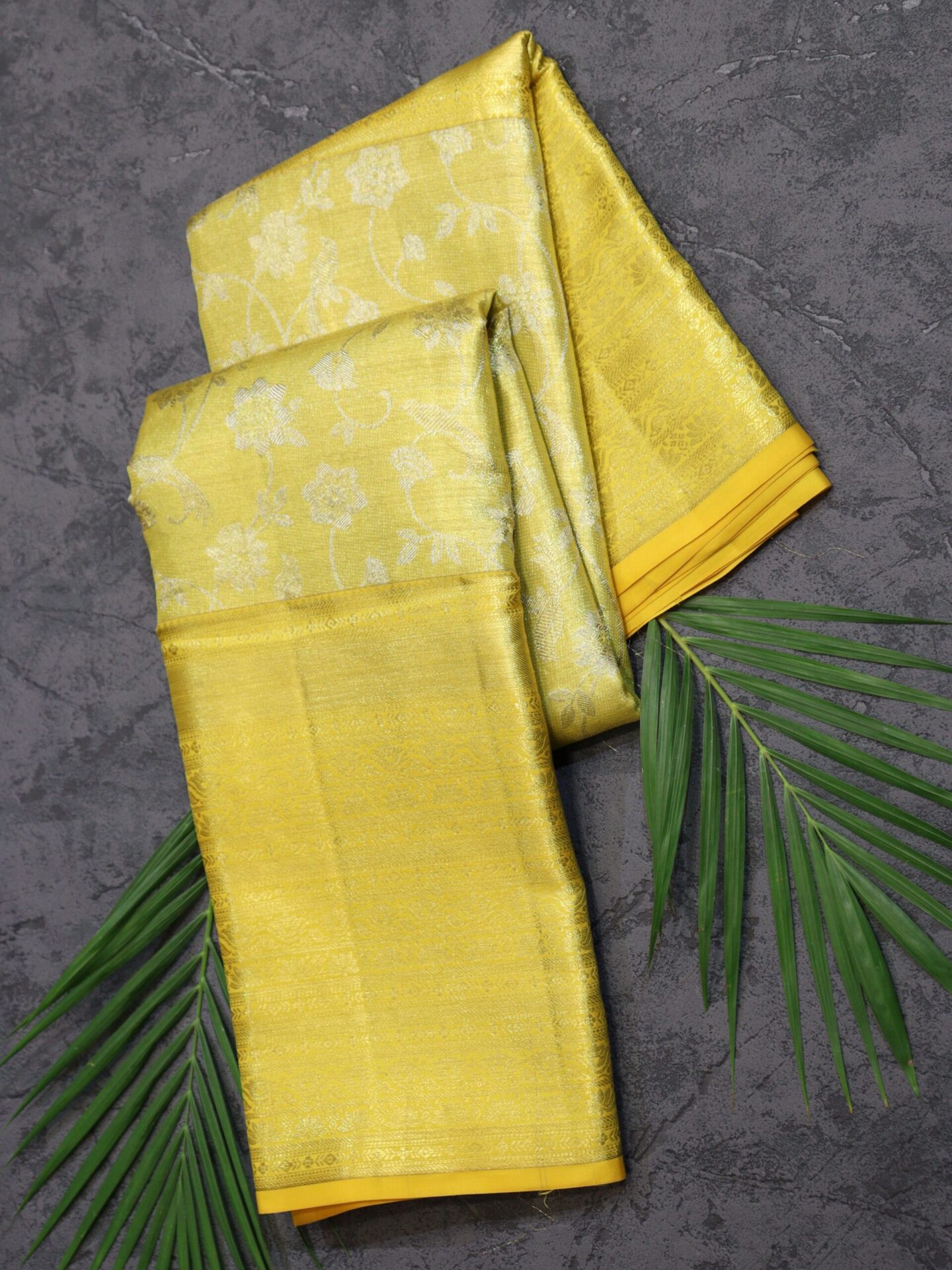 Lemon Yellow Color Tissue Kanjivaram Saree