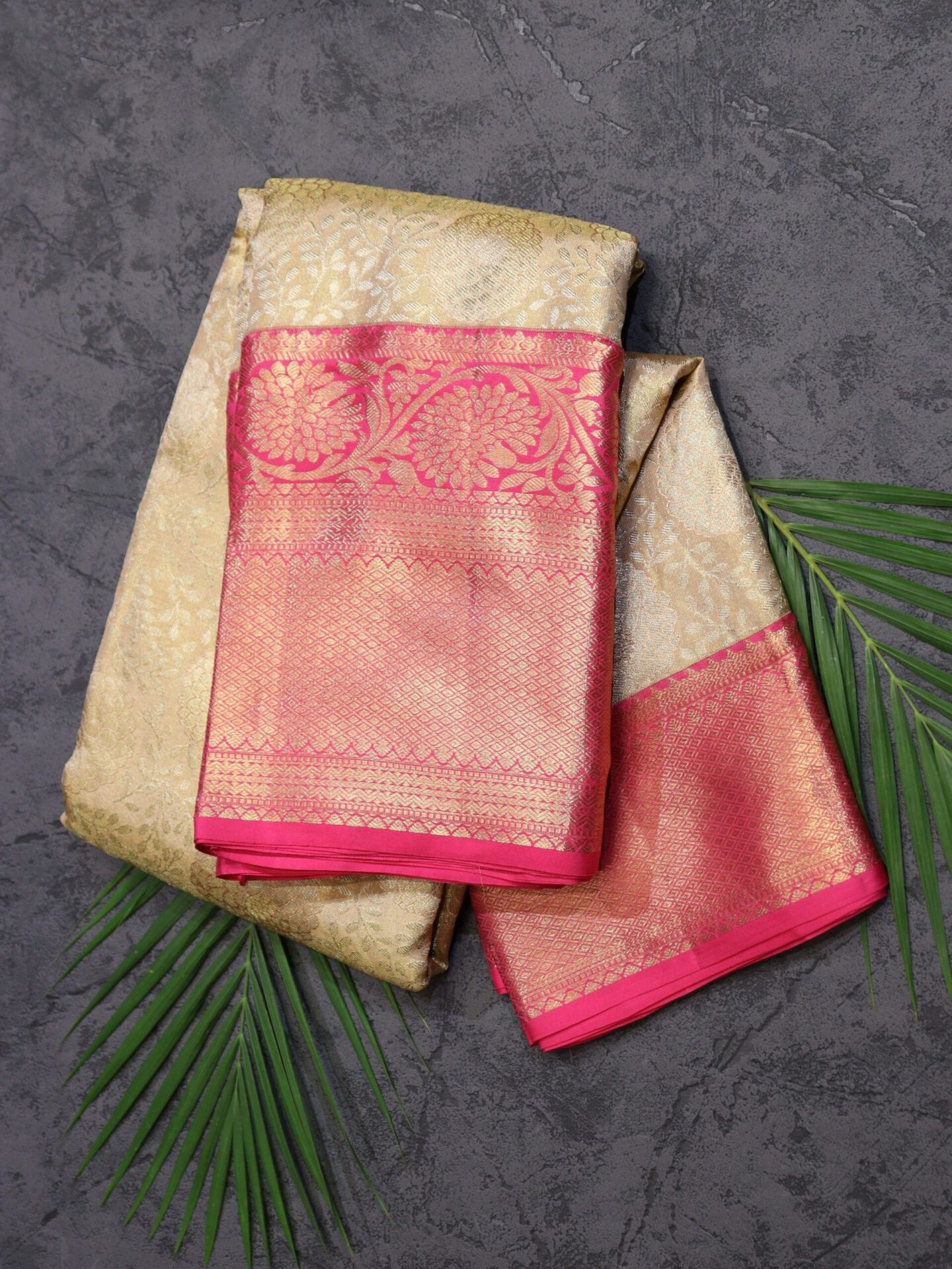Pastel Peach Tissue Kanjivaram Saree