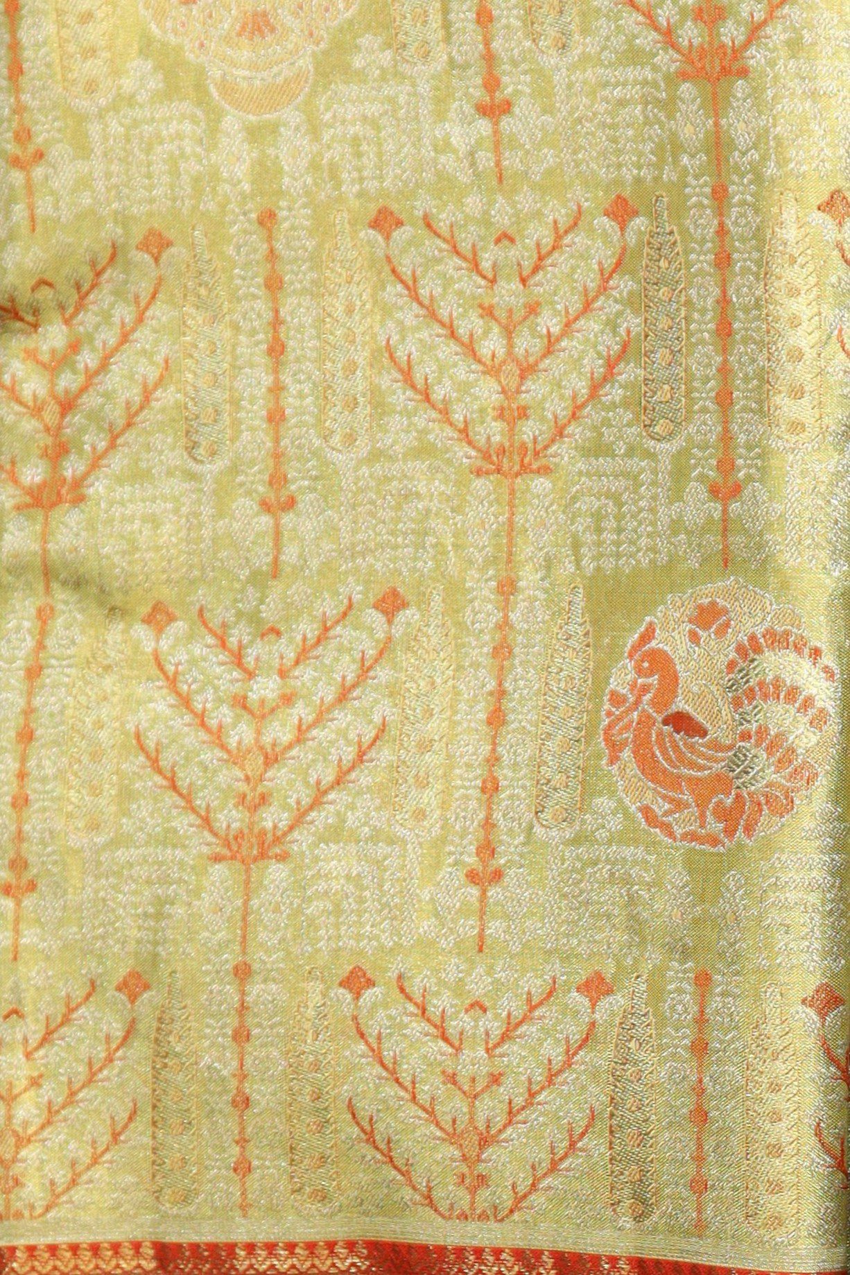 Powder Pista Green Tissue Kanjivaram Saree