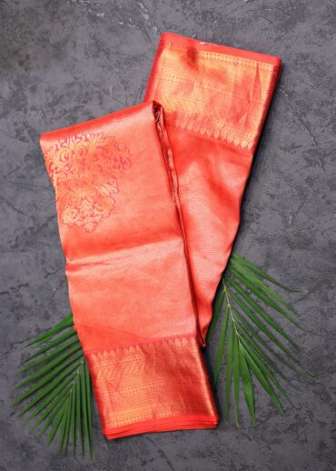 Hot Peach Kanjivaram Saree