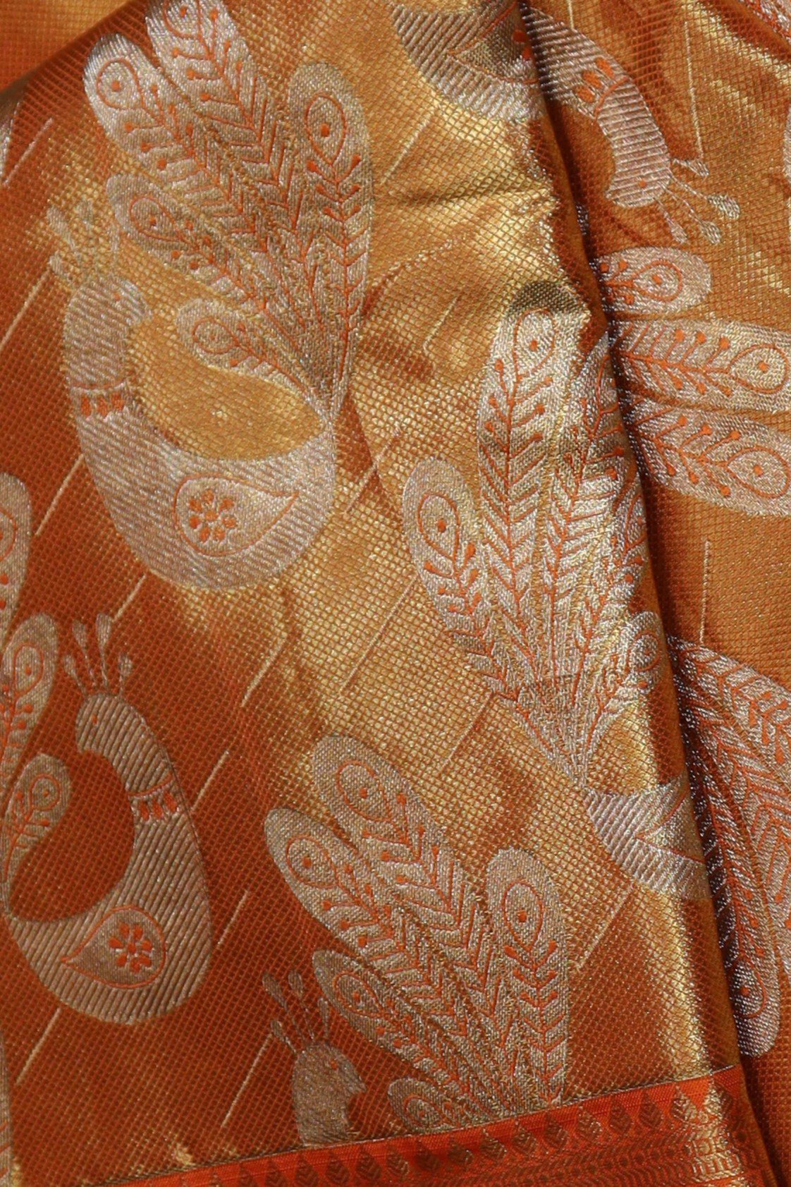 Orange Gold Tissue Kanjivaram Saree