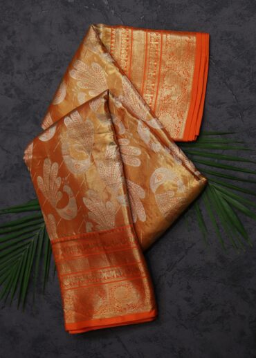 Orange Gold Tissue Kanjivaram Saree