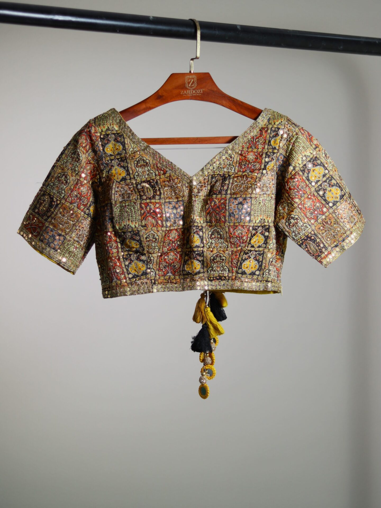 YELLOW SAREE WITH PRINTED BLOUSE