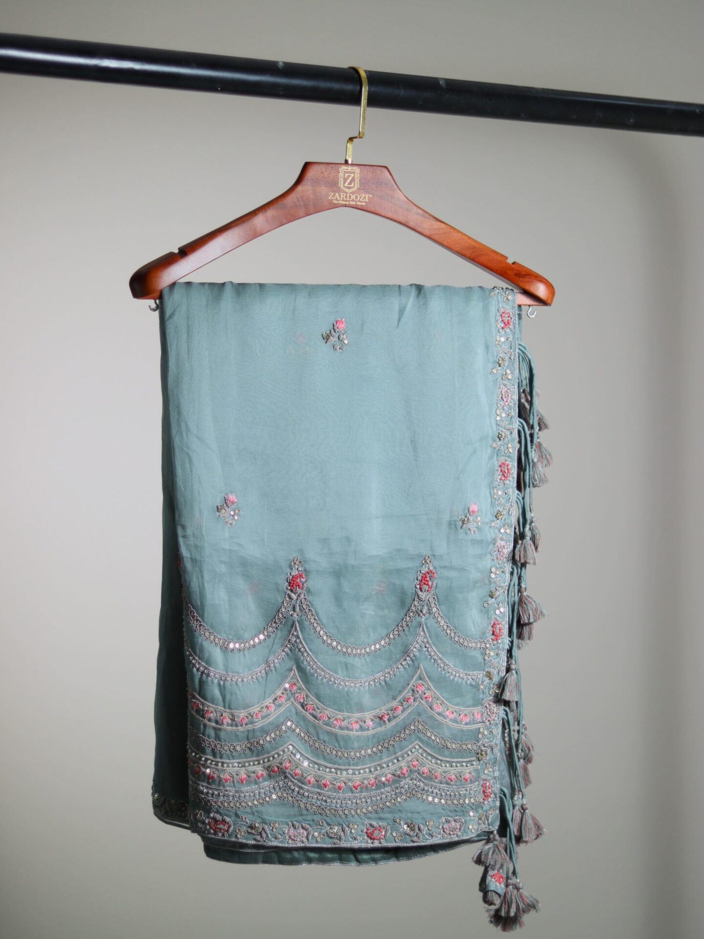 SLATE GREY DESIGNER SAREE