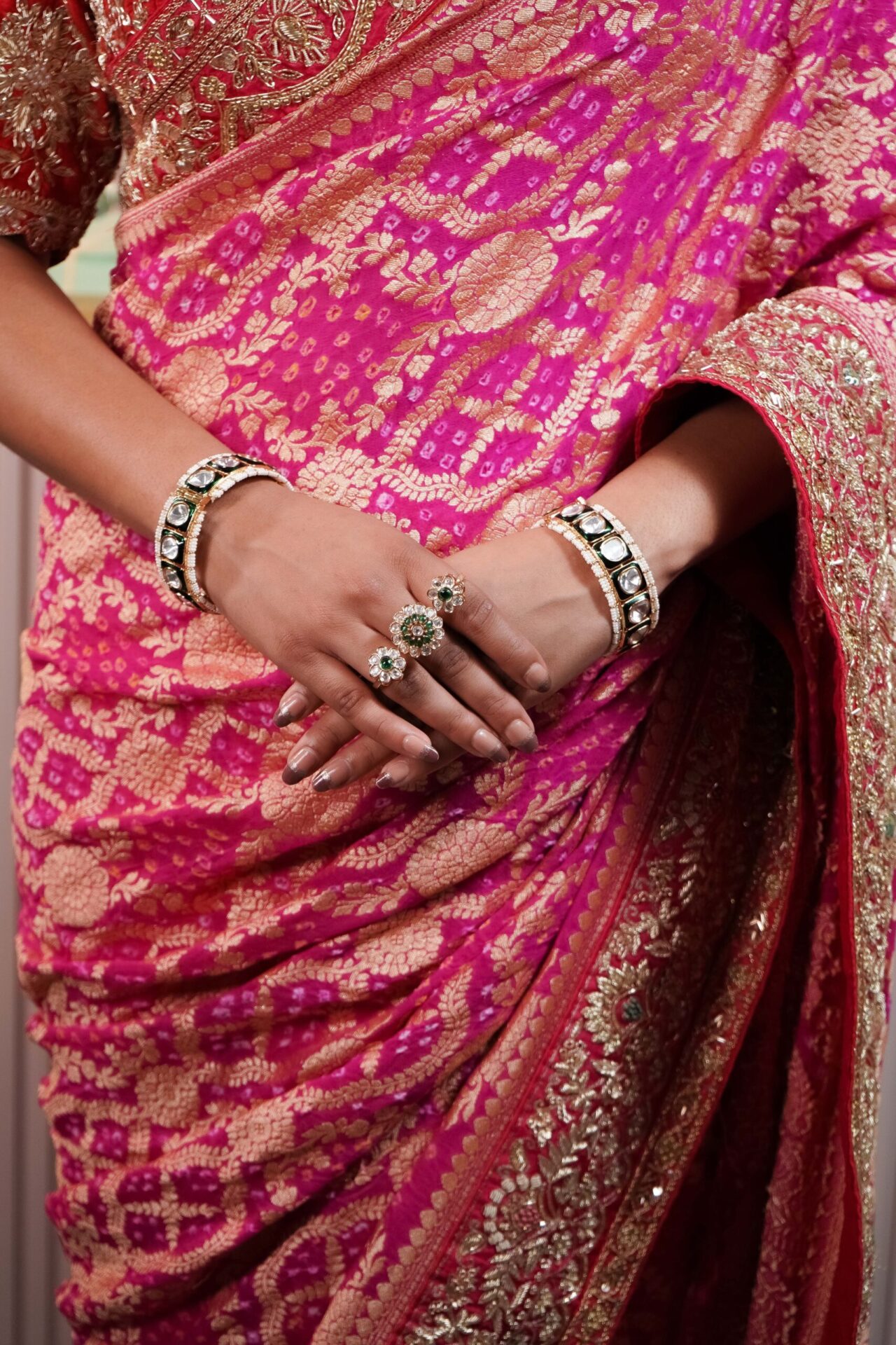 Hot Pink Bandhani Saree