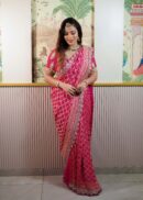 Hot Pink Saree Bandhani Saree
