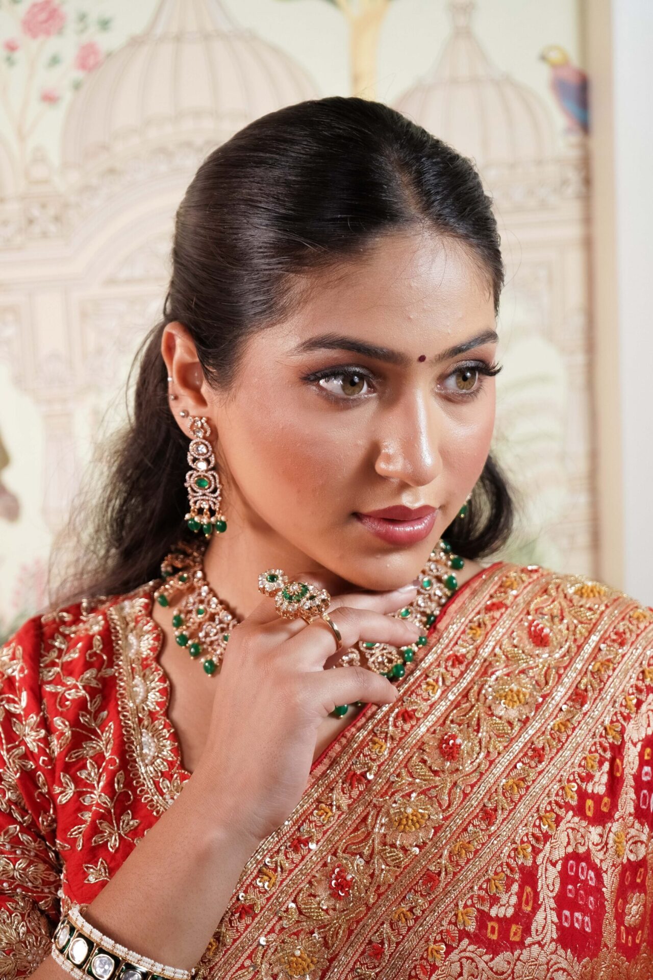 Red Bandhani Saree