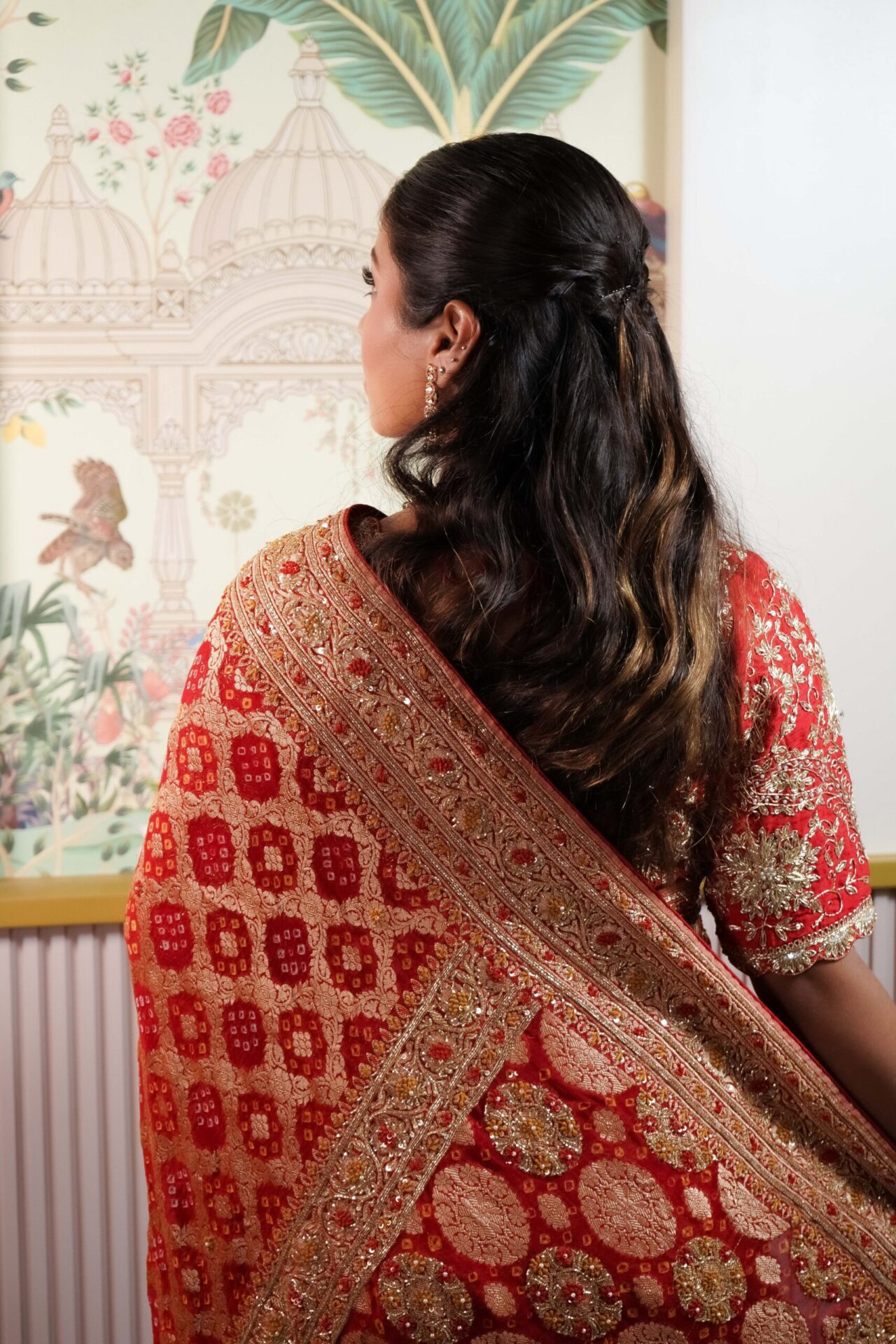 Red Bandhani Saree