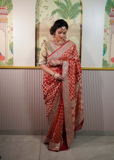 Red Gota Bandhani Saree