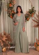 Palazzo drape saree with heavy embroidered jacket