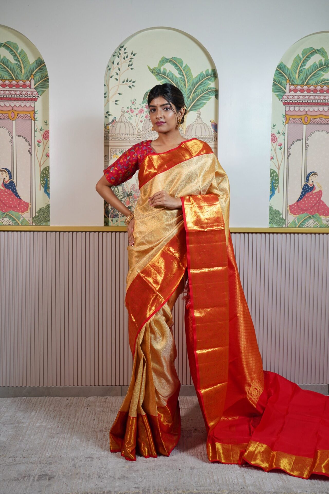 Beige Kanjeevaram Saree