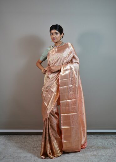 Peach Kanjivaram Silk Saree