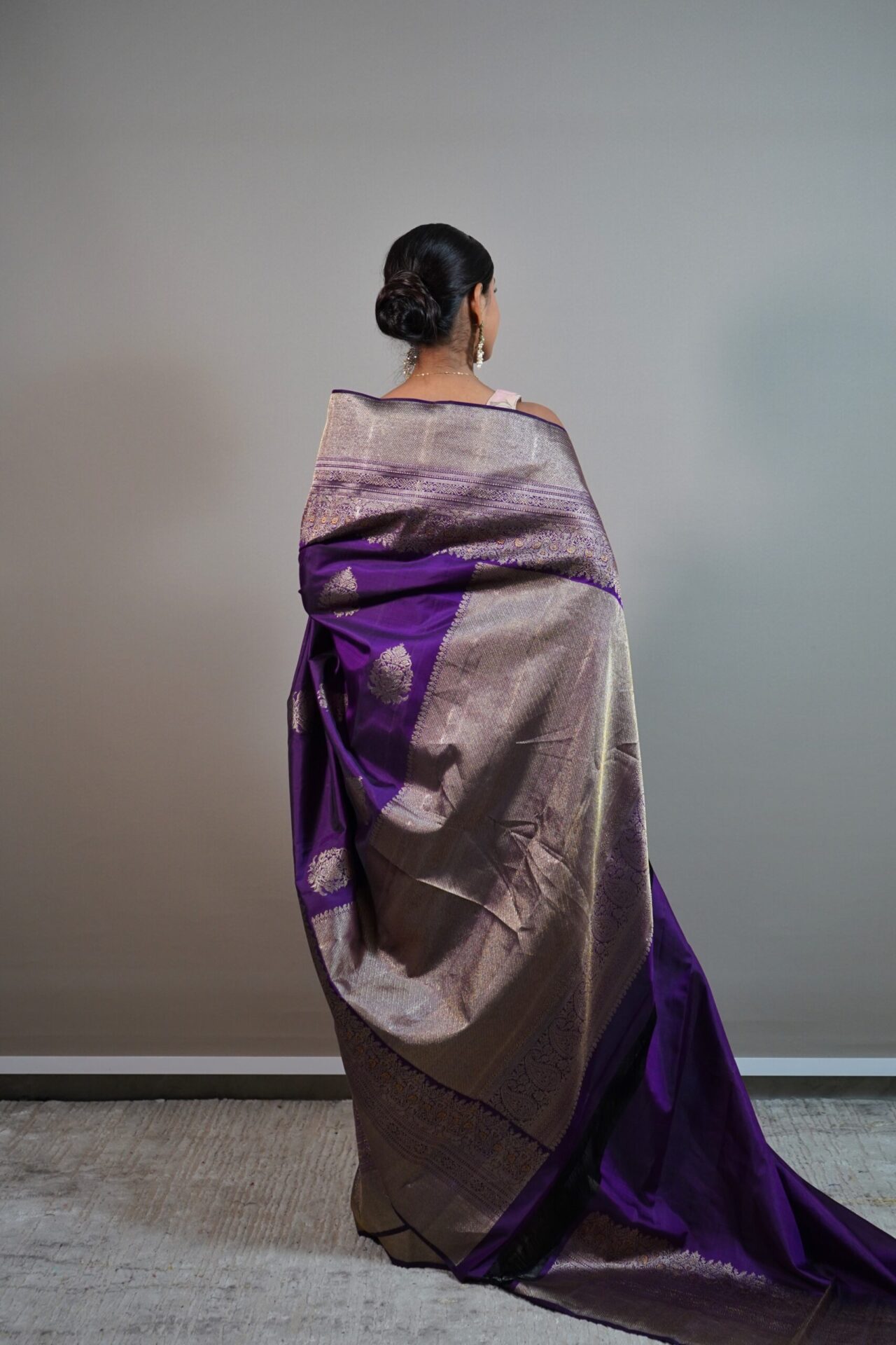 Indigo Purple Kanjeevaram Saree