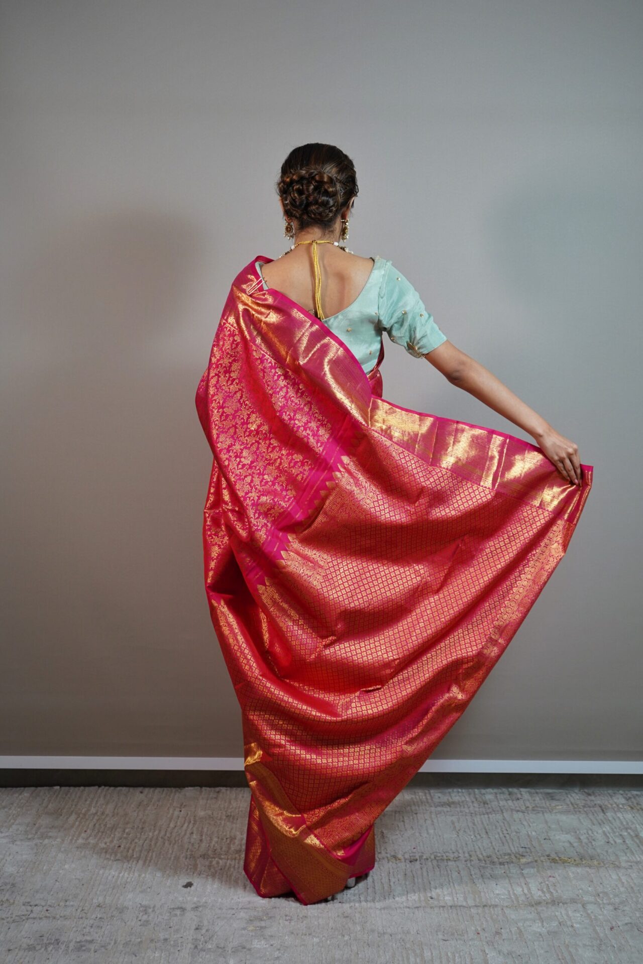 Dark Pink Kanjivaram Silk Saree