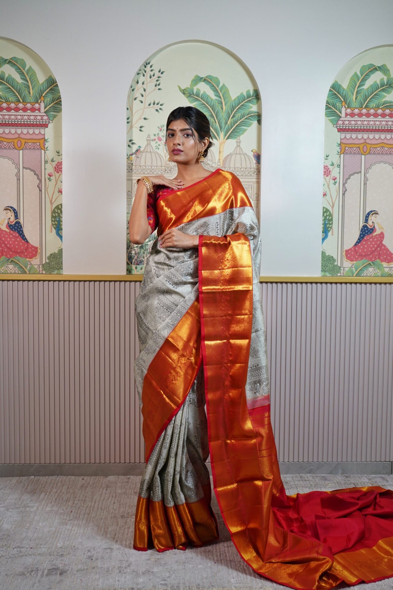 Grey Kanjeevaram Saree